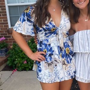 V-Neck Romper with Flutter Sleeves